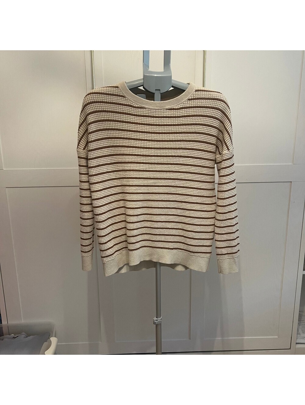 REI Wallace Lake Waffle Knit Sweater Women's Medium 100% Cotton Crewneck